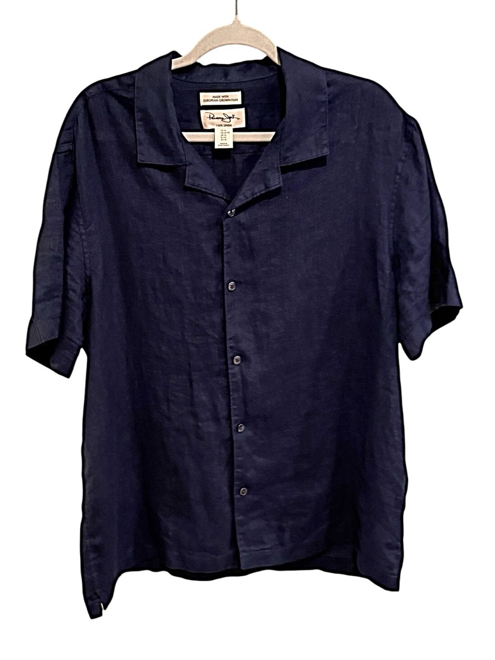 Tommy Bahama Navy Short-Sleeve Linen Camp Shirt Made w/ European Flax - Size XL